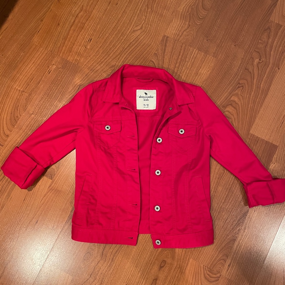 red jean jacket
